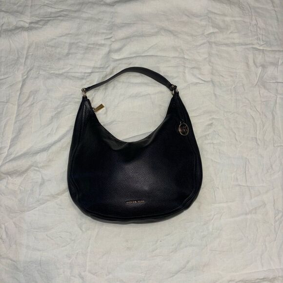 Michael Kors Lydia Black Leather Large Shoulder HOBO Bag - Picture 13 of 16